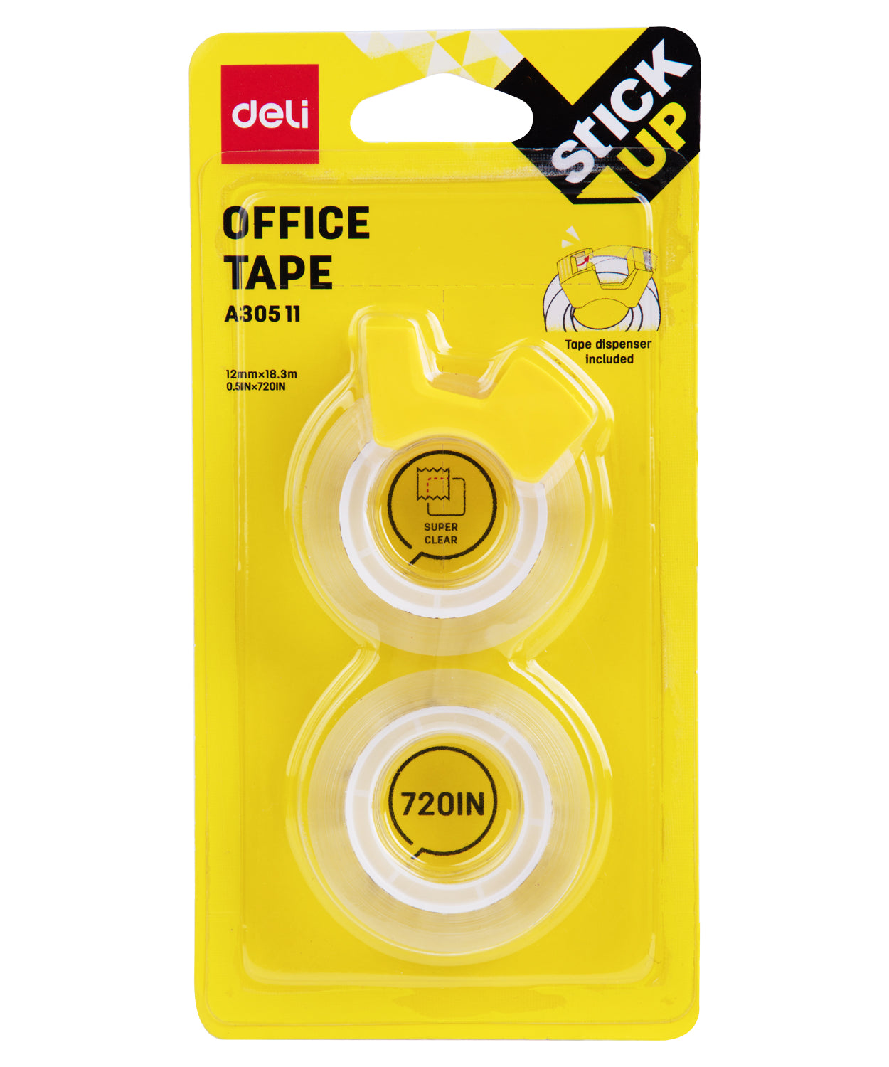 Dispenser cu banda adeziva invizible 2 x 12mm x 18.3 m Deli