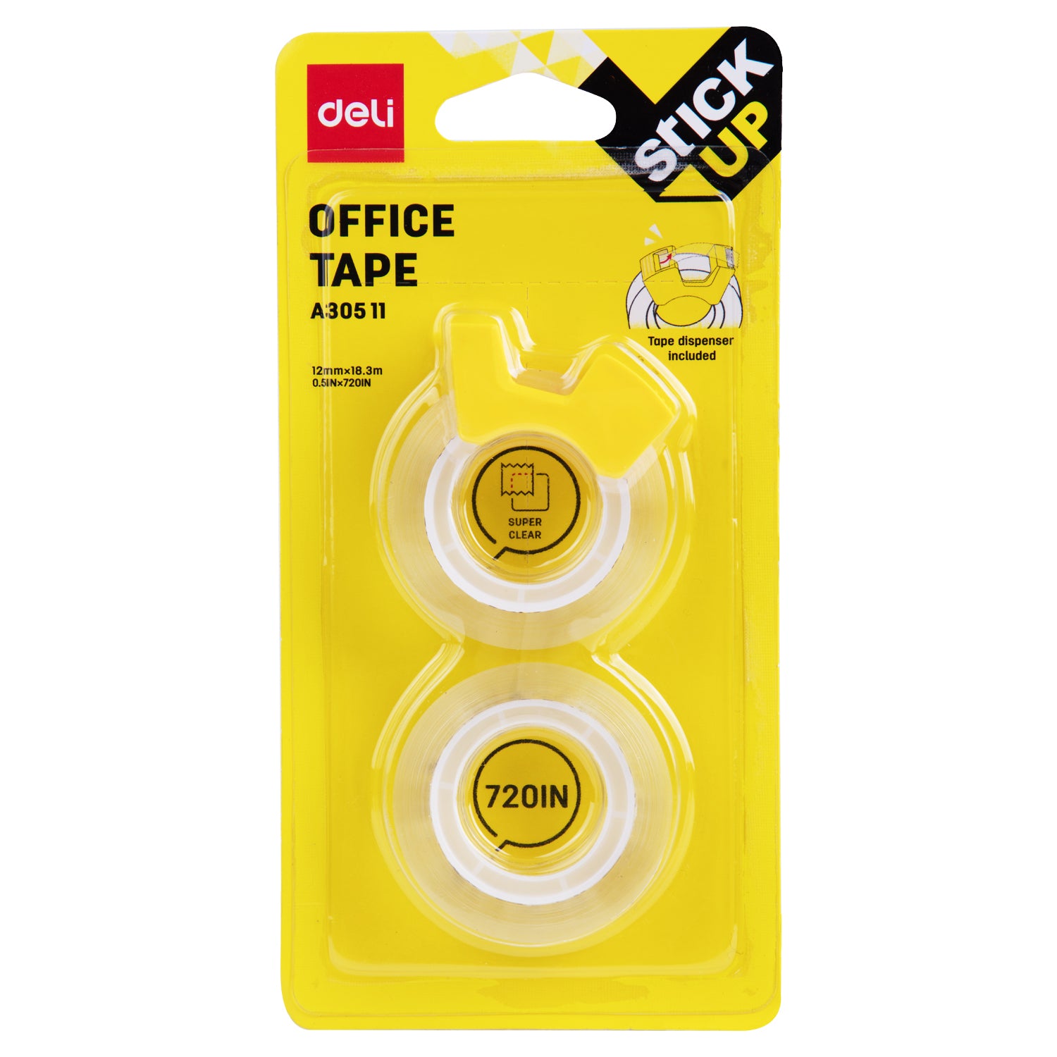 Dispenser cu banda adeziva invizible 2 x 12mm x 18.3 m Deli
