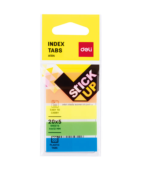 Index adeziv plastic 12 x 44 mm 5 culori 20 file Deli