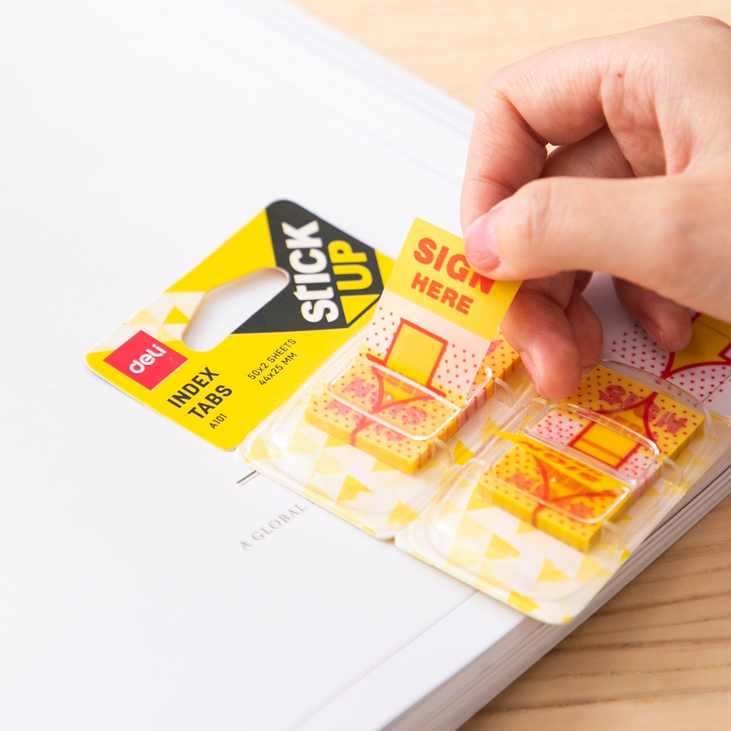 Index adeziv plastic 25 x 44 mm "Semneaza aici" 2x50 file Deli