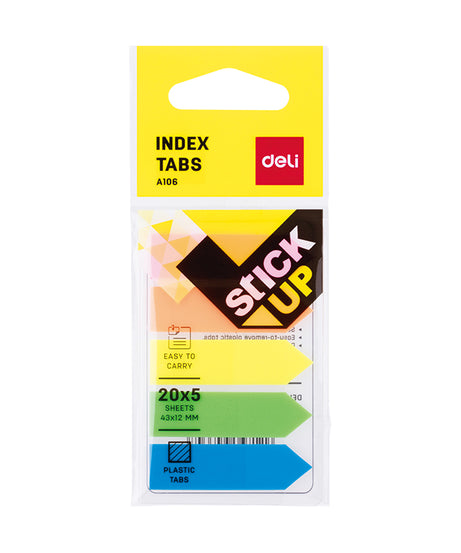 Index adeziv plastic sageata 12 x 43 mm 5 culori 20 file Deli