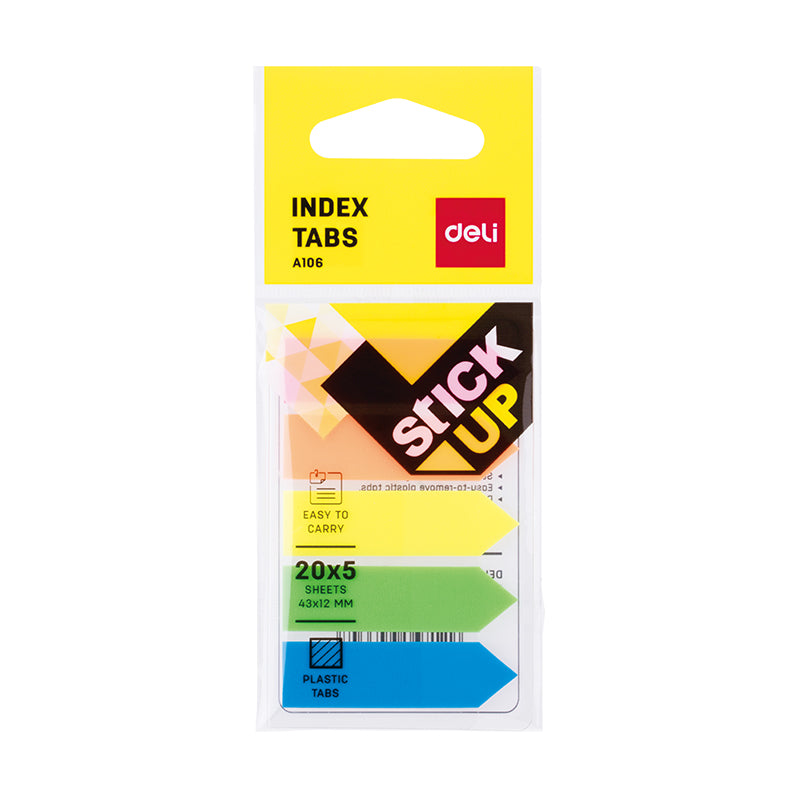 Index adeziv plastic sageata 12 x 43 mm 5 culori 20 file Deli