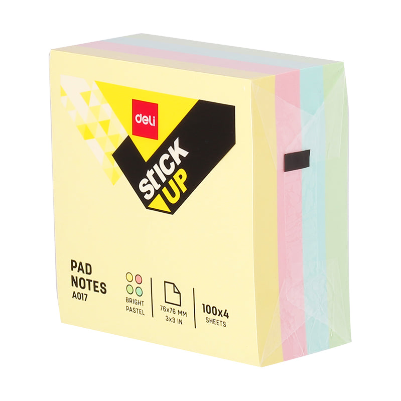 Notes adeziv 76 x 76 mm 4 culori pastel 400 file Deli