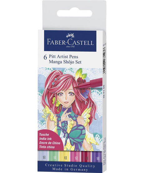 Pitt artist pen manga set 6 culori Shojo Faber-Castell