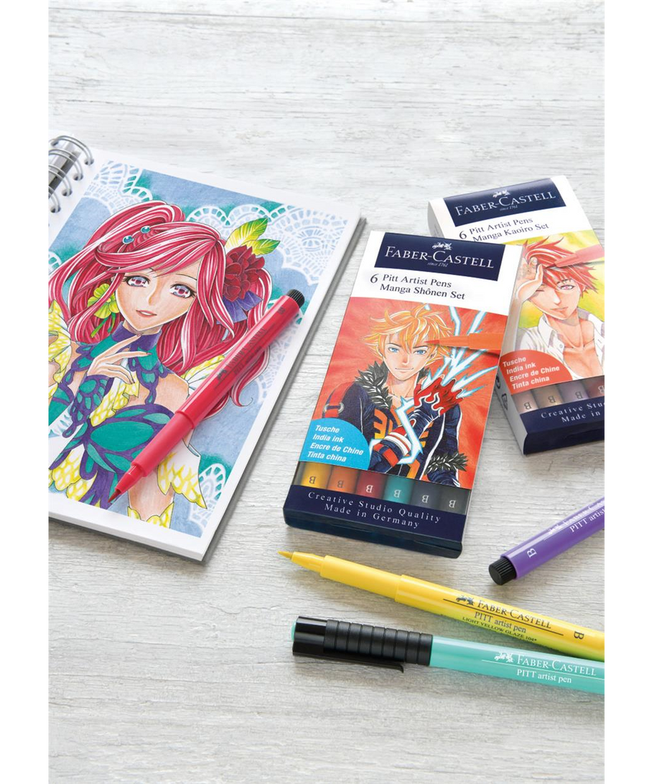 Pitt artist pen manga set 6 culori Shojo Faber-Castell