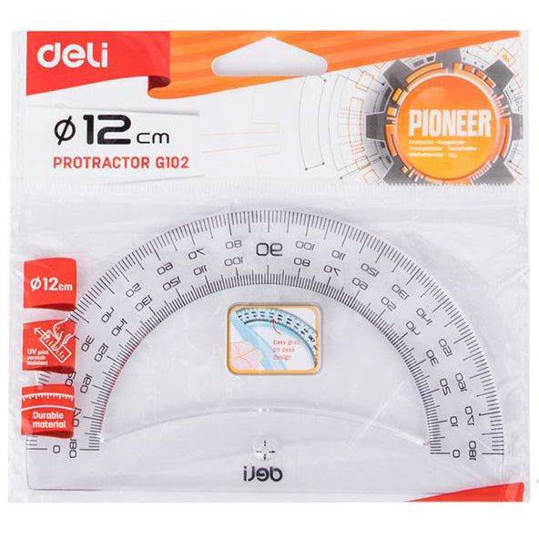 Raportor 180 grade transparent 12 cm Deli