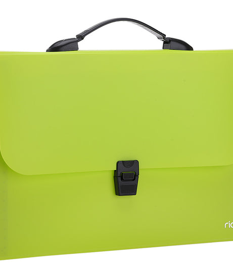 Servieta de plastic A4 cu maner, 7 compartimente, diverse culori neon Deli