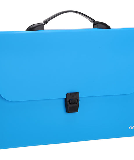 Servieta de plastic A4 cu maner, 7 compartimente, diverse culori neon Deli