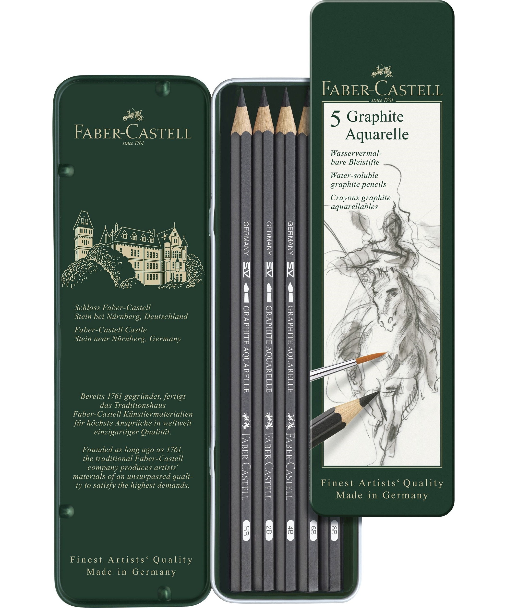 Set 5 creioane Graphite Aquarelle Faber-Castell