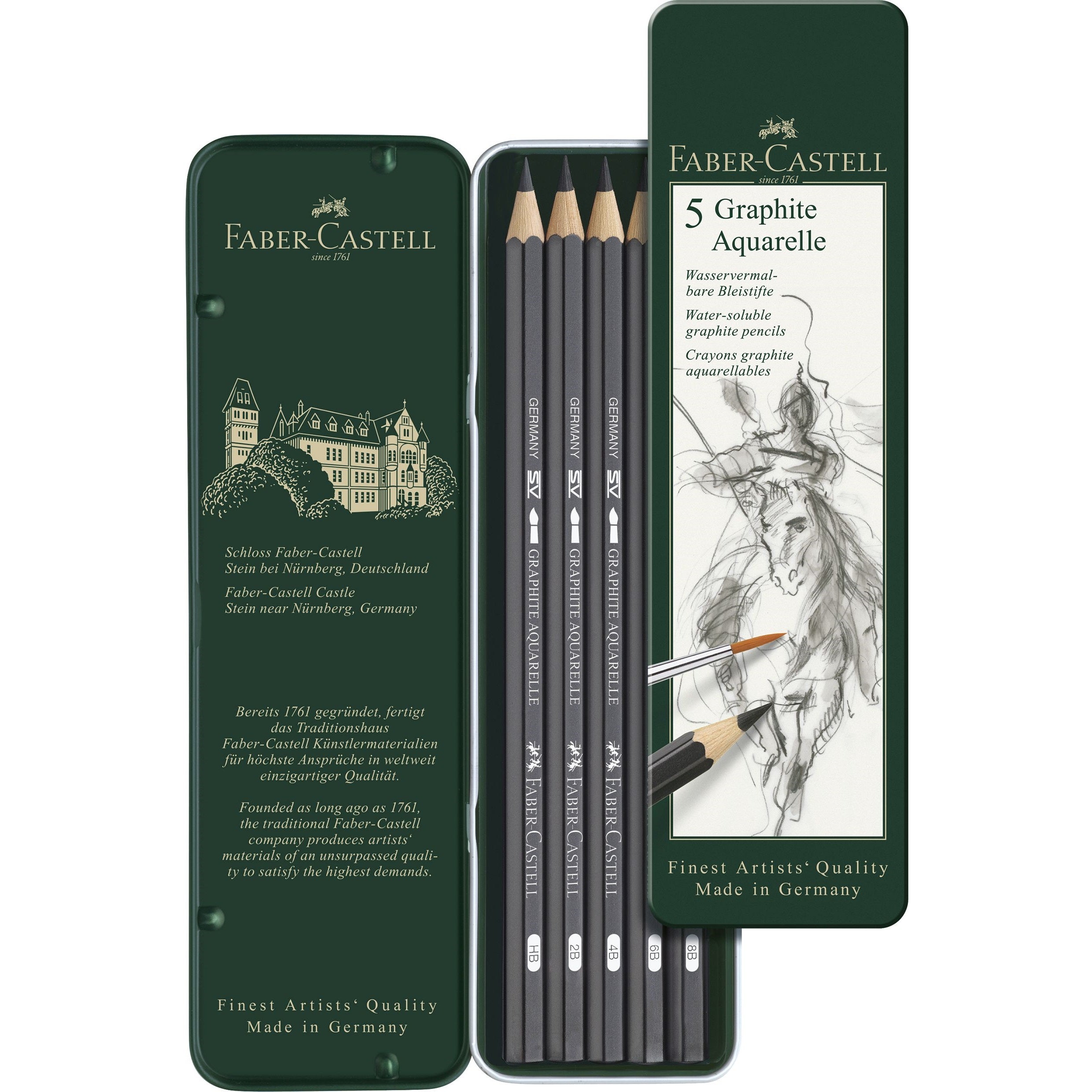 Set 5 creioane Graphite Aquarelle Faber-Castell