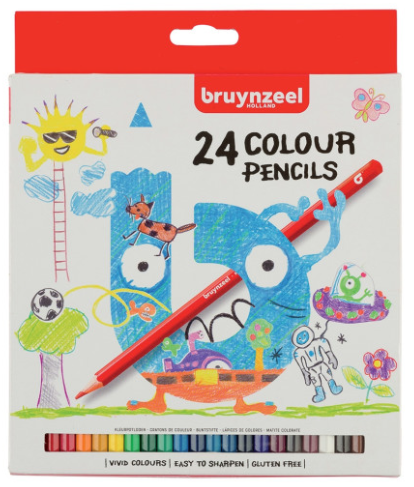 Set creioane colorate Bruynzeel Kids – ambalaj din carton, mină moale, pentru copii