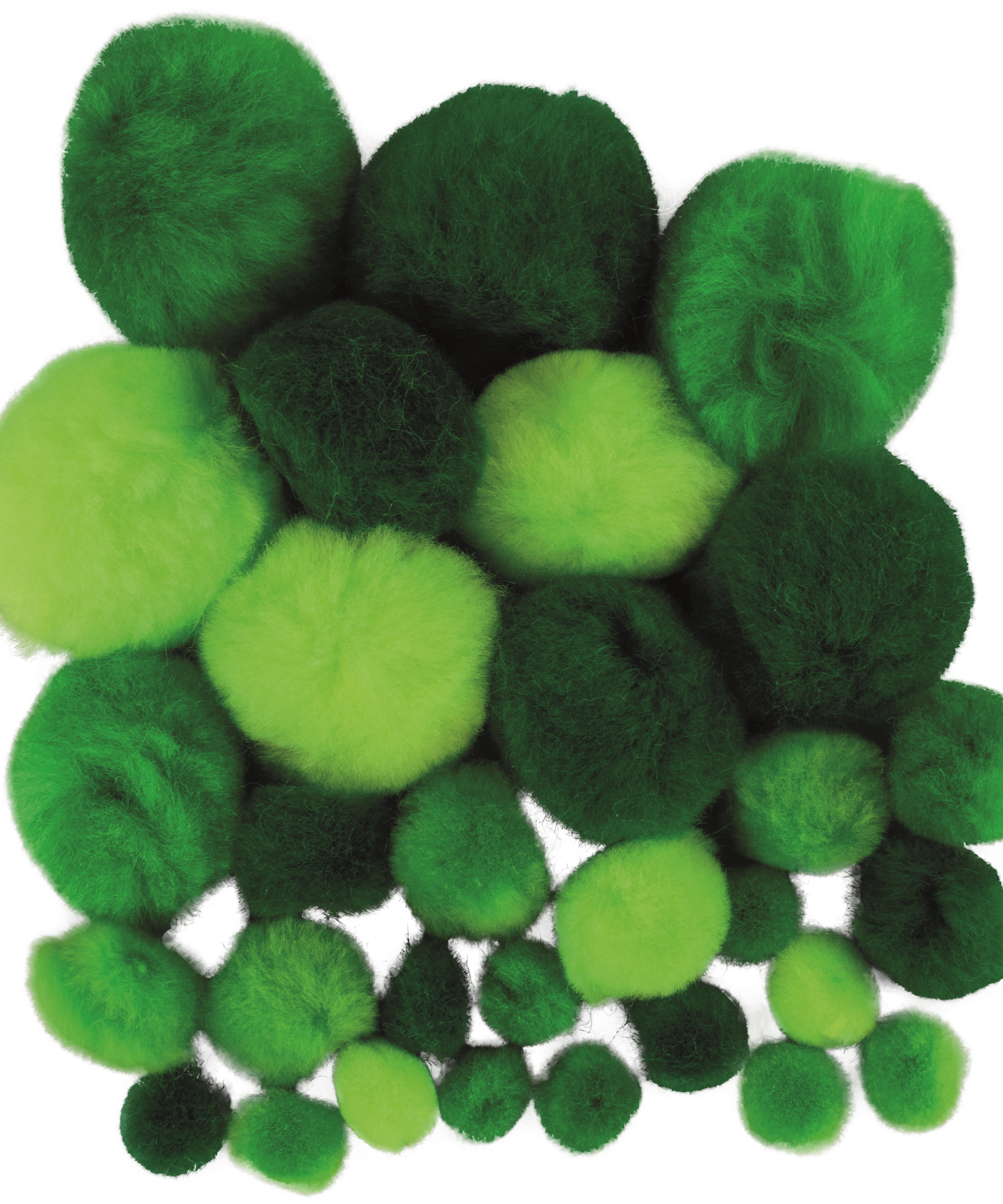 Pomponi 10-40 mm mix nuante de verde set 30 bucati