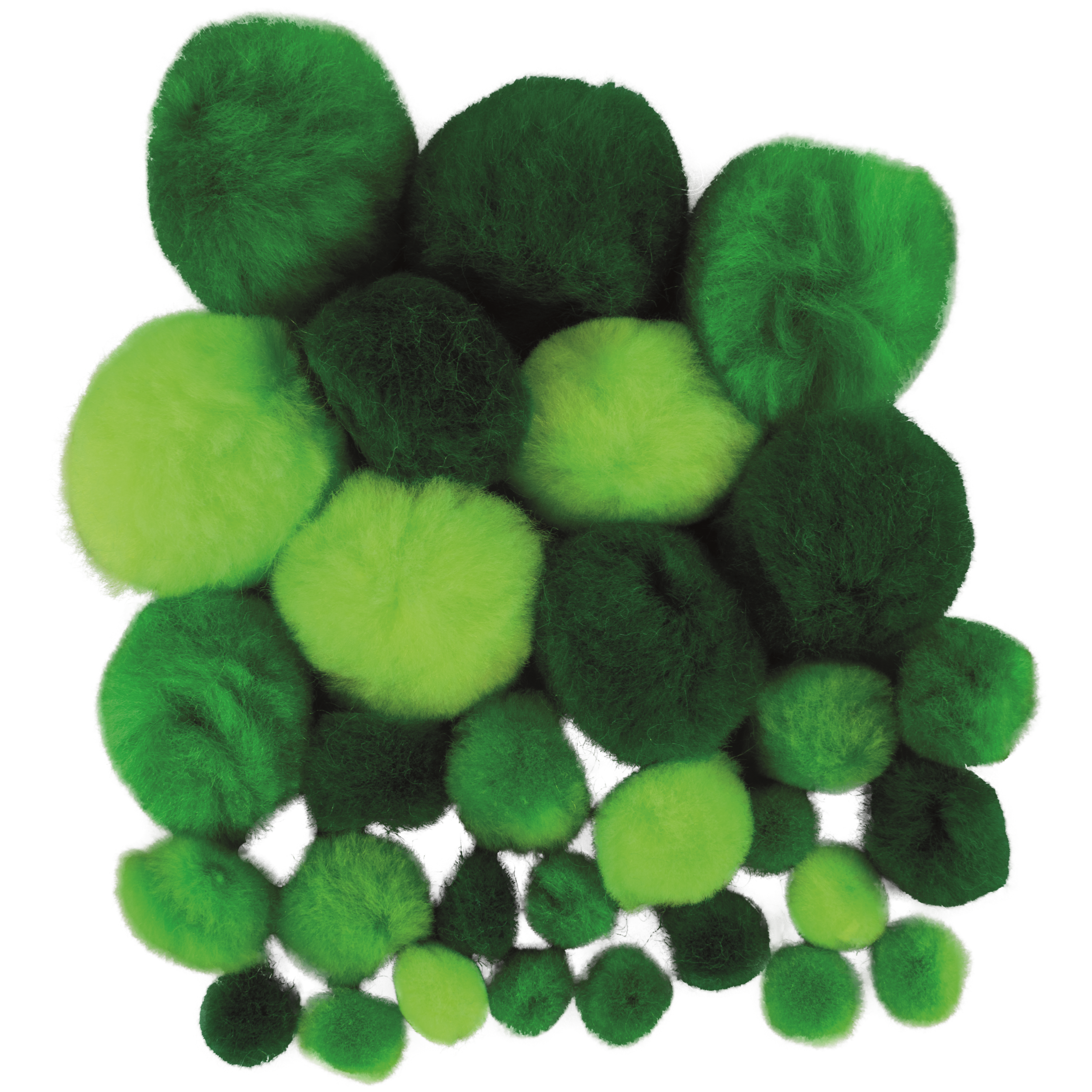 Pomponi 10-40 mm mix nuante de verde set 30 bucati