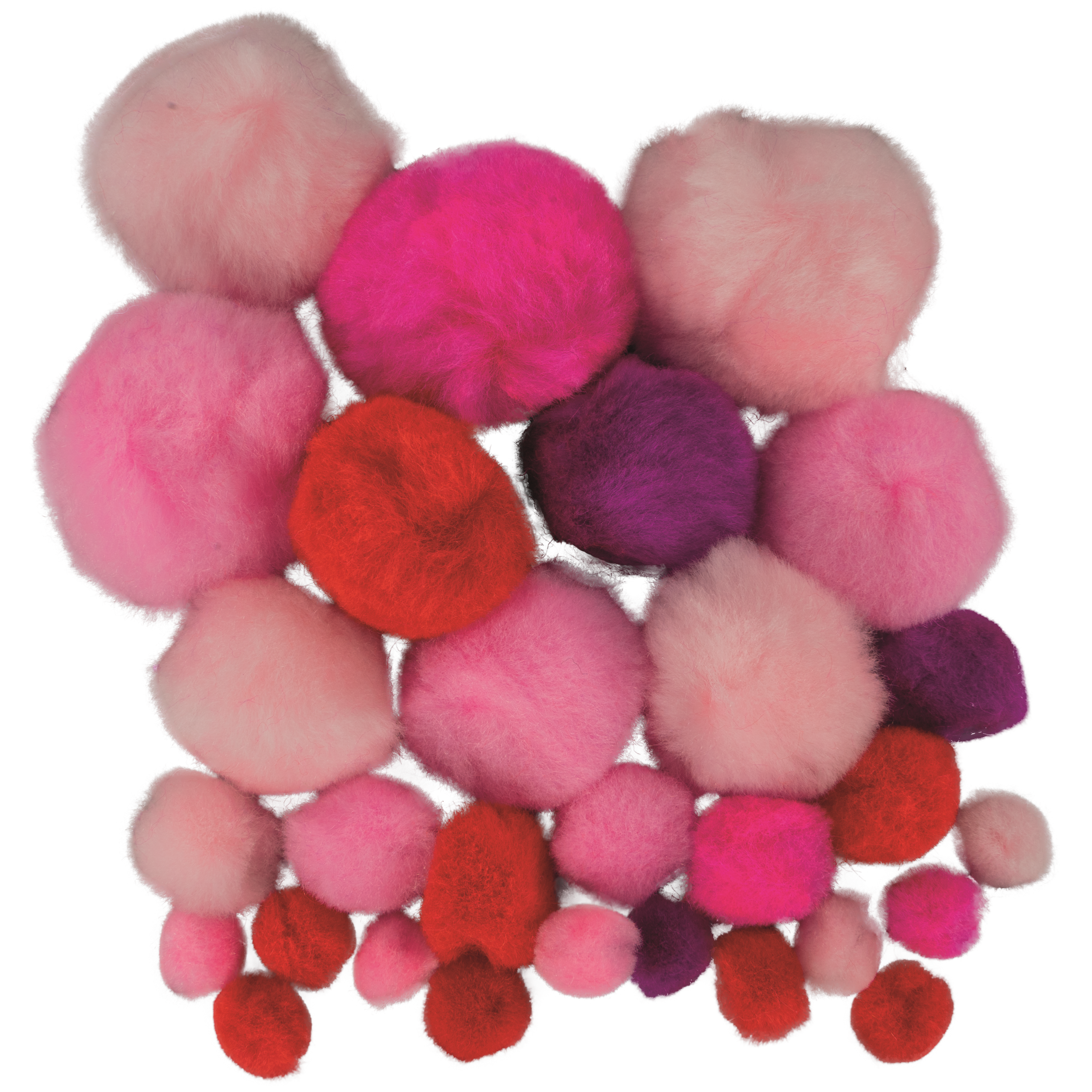 Pomponi 10-40 mm mix nuante de rosu set 30 bucati