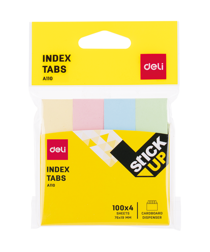Index adeziv hartie 19 x 76 mm 4 culori pastel 100 file Deli
