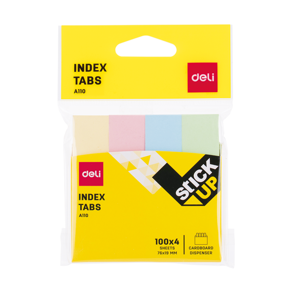 Index adeziv hartie 19 x 76 mm 4 culori pastel 100 file Deli