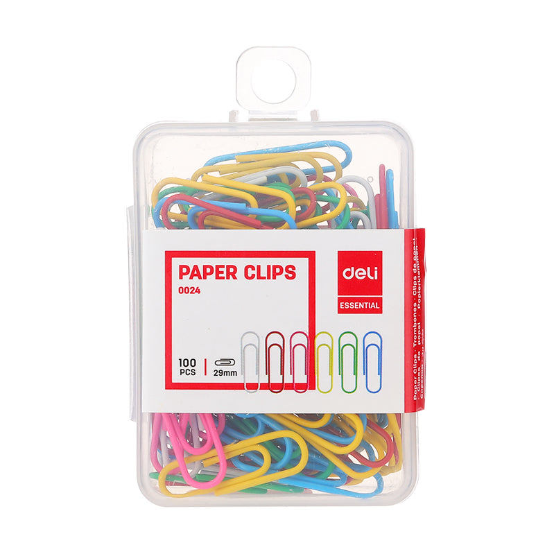 Agrafe metal 29mm colorate 100 buc/cutie de plastic Deli