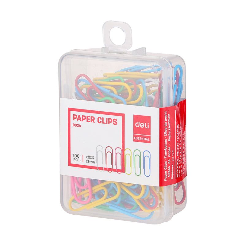 Agrafe metal 29mm colorate 100 buc/cutie de plastic Deli