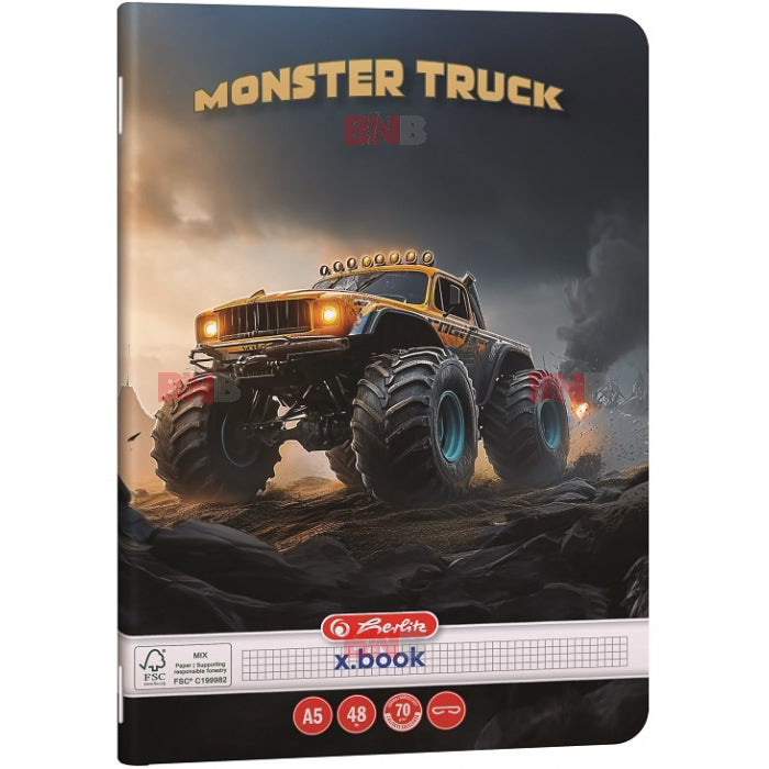 Caiet A5, 48 file, matematica, motiv Monster Truck, div. modele Herlitz