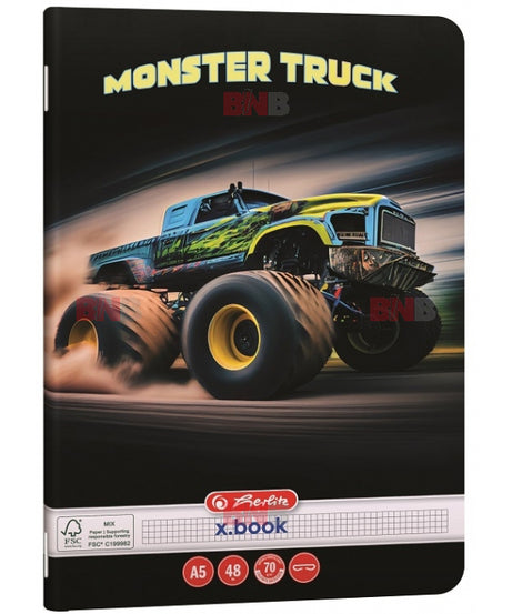 Caiet A5, 48 file, matematica, motiv Monster Truck, div. modele Herlitz
