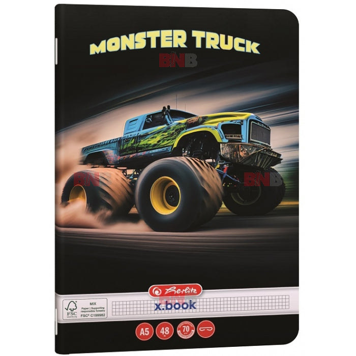 Caiet A5, 48 file, matematica, motiv Monster Truck, div. modele Herlitz