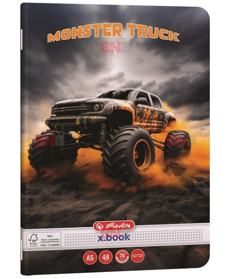 Caiet A5, 48 file, matematica, motiv Monster Truck, div. modele Herlitz