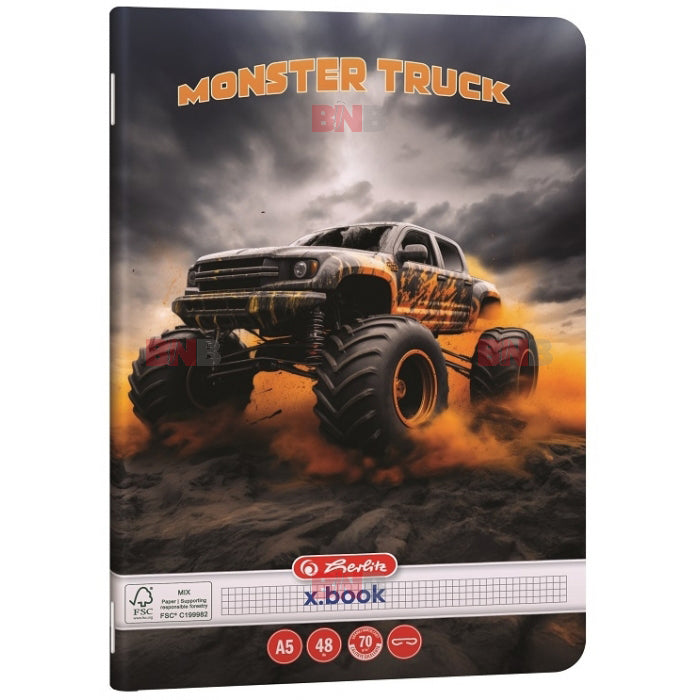 Caiet A5, 48 file, matematica, motiv Monster Truck, div. modele Herlitz