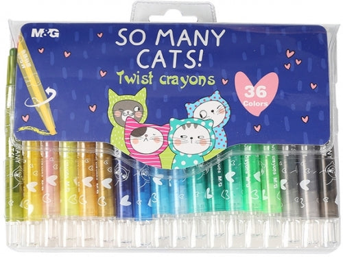 Set creioane cerate Twist Crayon So many cats - 36 culori - din categoria , util pentru elevi, studenti si profesori, disponibil online cu livrare rapida