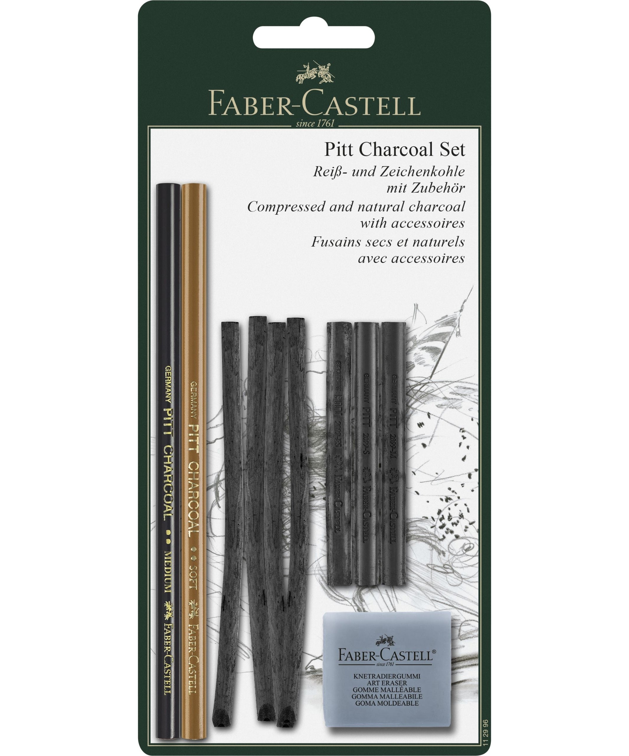 Set de 10 bucati pitt monochrome carbune blister Faber-Castell