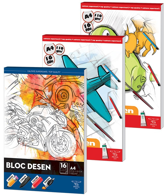 Bloc desen A4 110g 16 file Pigna