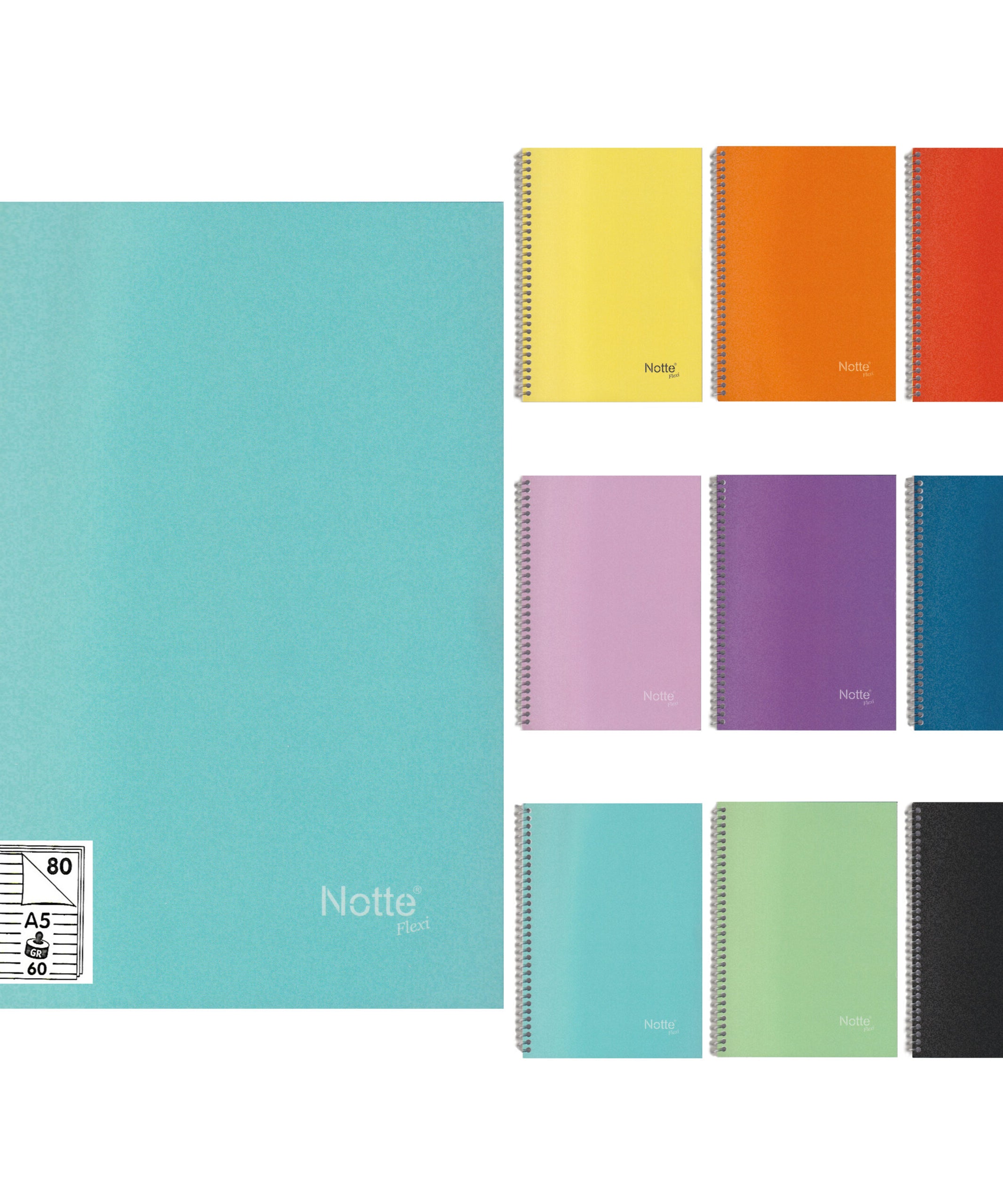 Caiet A5, 80 file, dictando, cu spira, 60 g/mp, Notte School