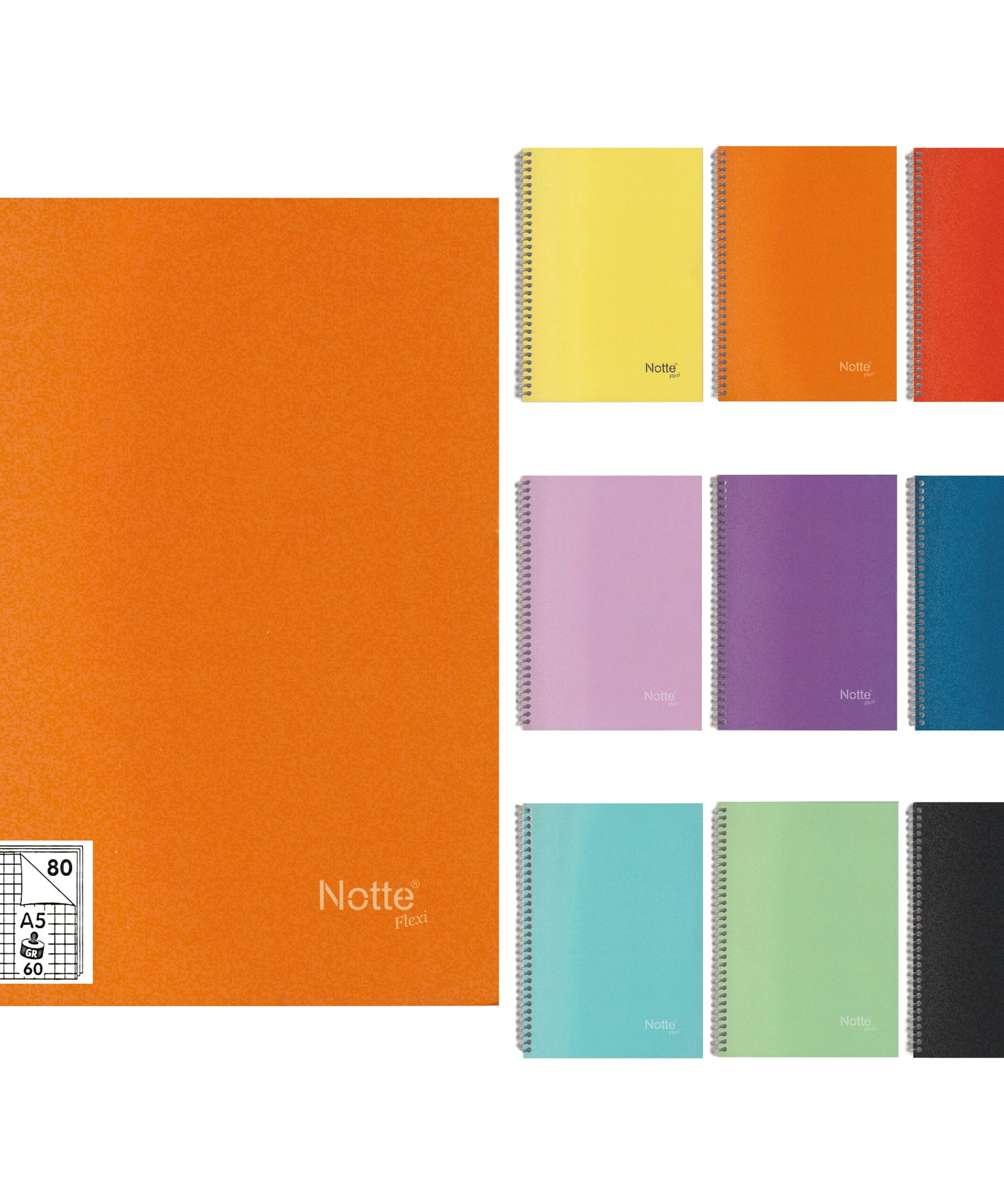 Caiet A5, 80 file, matematica, cu spira, 60 g/mp, Notte School