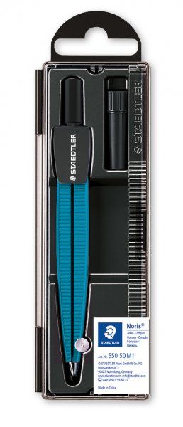 COMPAS SCOLAR METALIC ALBASTRU - ETUI MINE