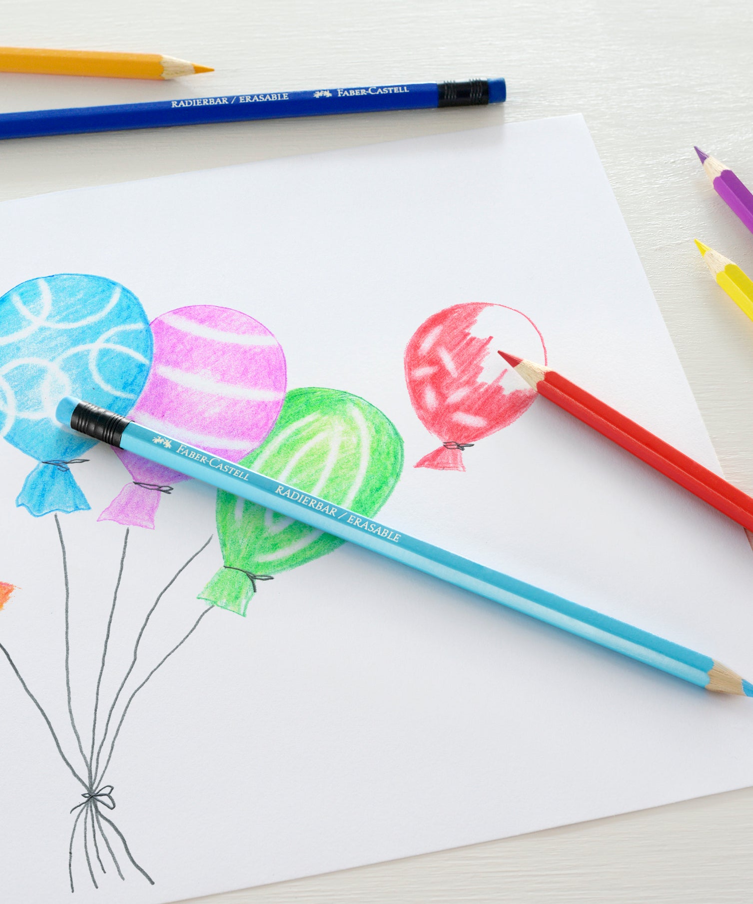 Creioane colorate set 12 culori cu guma eco Faber-Castell