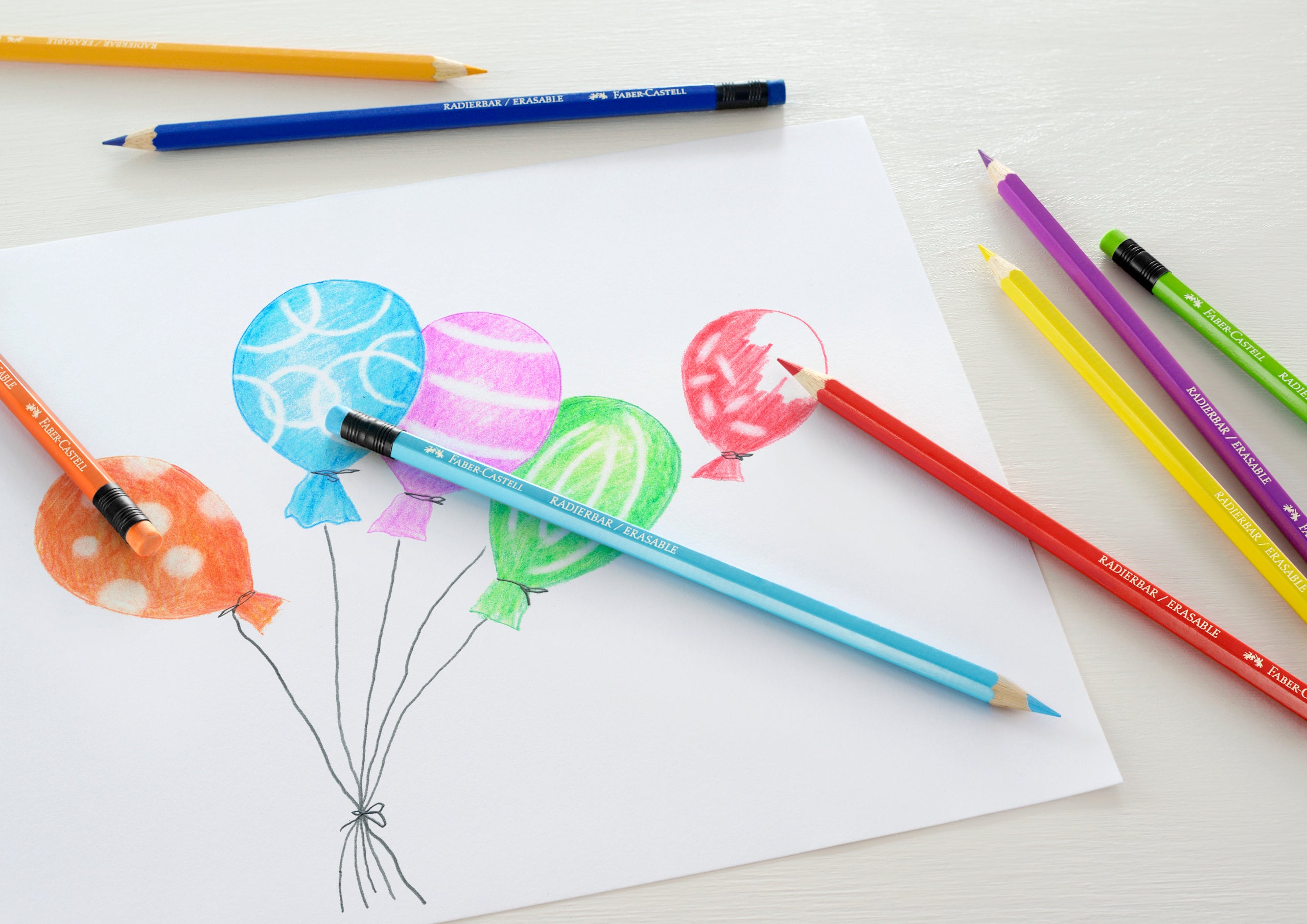 Creioane colorate set 12 culori cu guma eco Faber-Castell