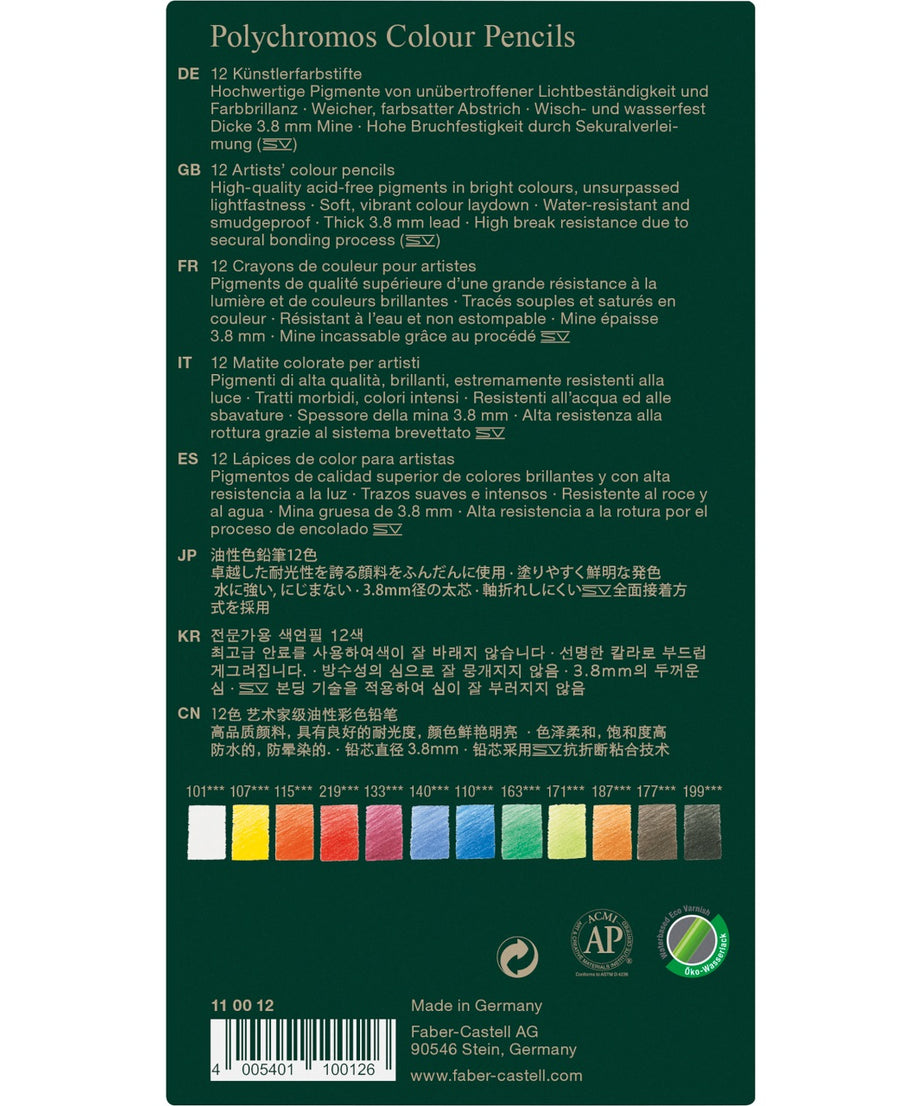 Creioane colorate set 12 culori Polychromos Faber-Castell