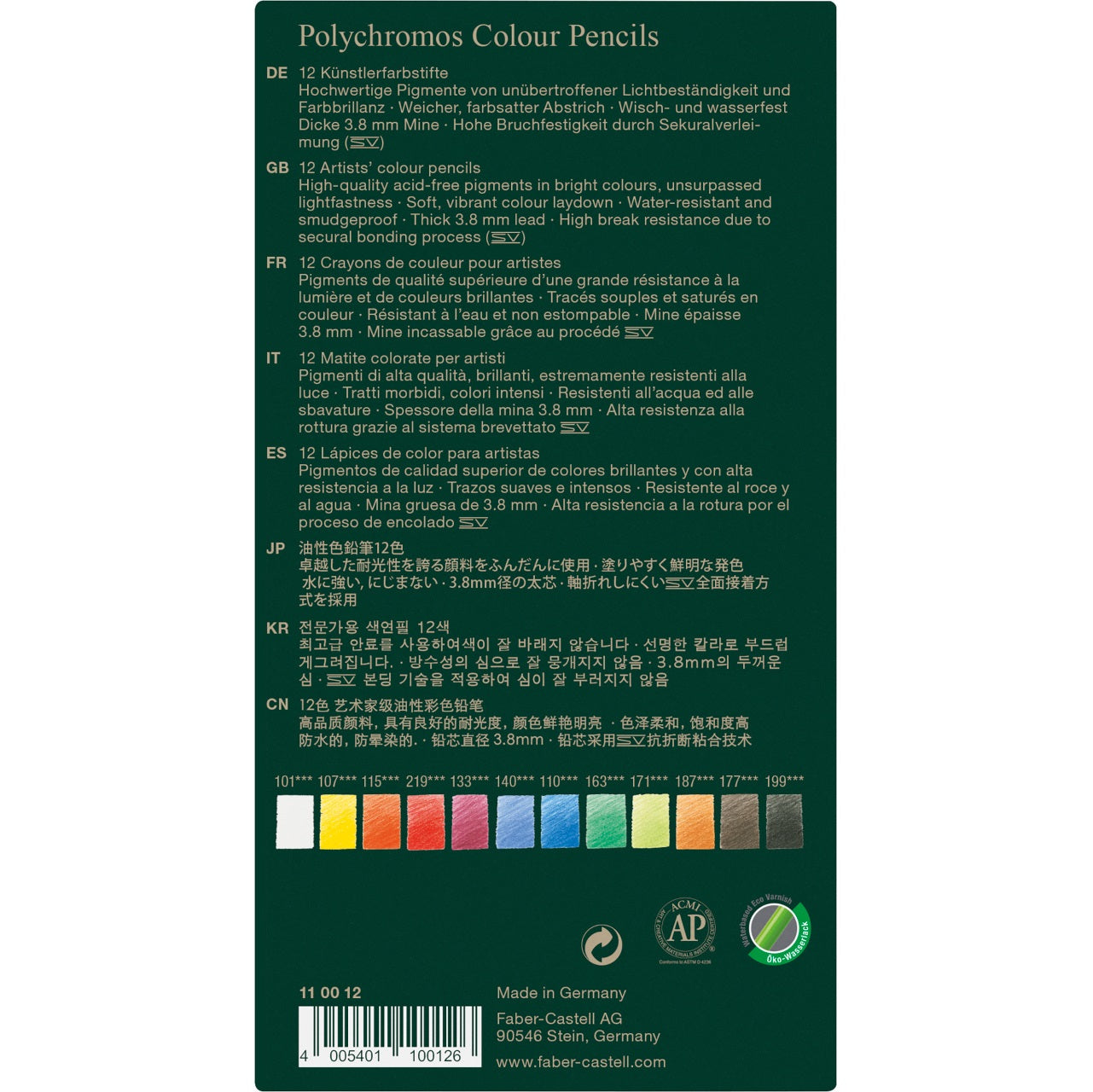Creioane colorate set 12 culori Polychromos Faber-Castell