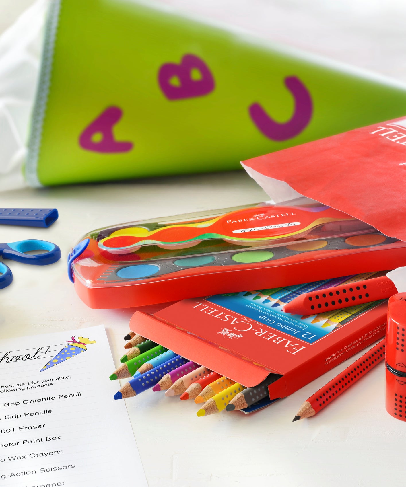 Creioane cerate set 12 culori jumbo cutie plastic Faber-Castell