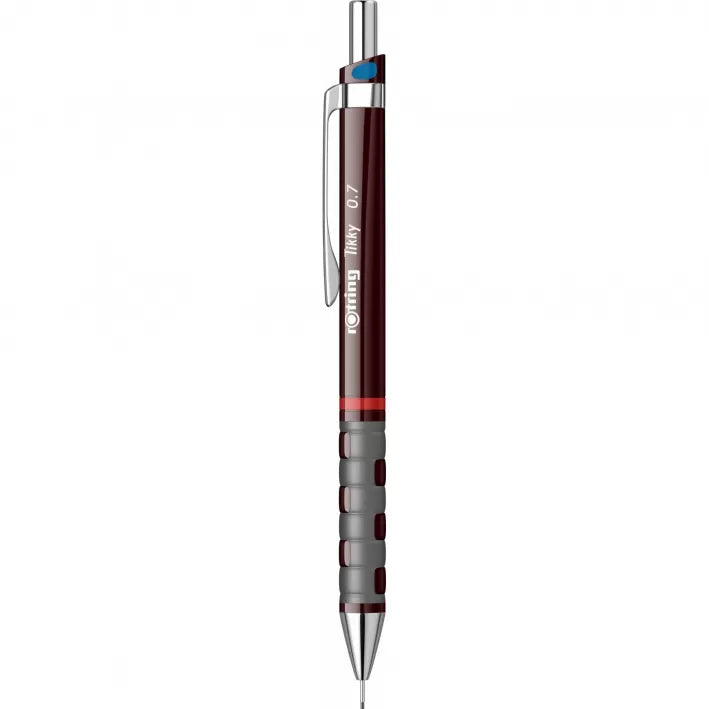 Creion mecanic Rotring Tikky 0.7 Burgundy, portmină profesional cu design clasic și nuanță elegantă burgundy. Ideal pentru desen tehnic, schițe și scris zilnic. Creionul Rotring oferă mecanism fiabil, grip cauciucat antiderapant și confort ergonomic, perfect pentru arhitecți, studenți și pasionați de papetărie premium.