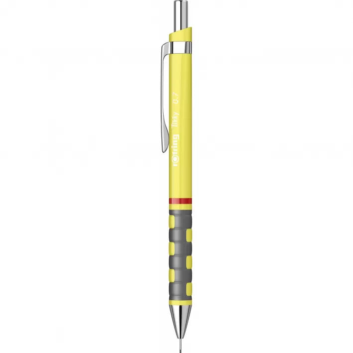 Creion mecanic Rotring Tikky 0.7 Yellow Neon, portmină profesional cu design modern și corp ergonomic. Ideal pentru scris zilnic, desen tehnic, schițe și notițe. Creionul Rotring are prindere confortabilă, mecanism fiabil și culoare vibrantă, perfect pentru elevi, arhitecți și pasionați de papetărie premium.