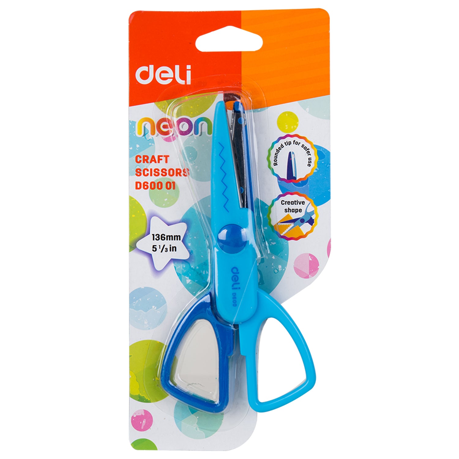 Foarfeca scolara Deli 13.5cm, ideala pentru proiecte scolare, hobby si crafting, maner ergonomic si sigur pentru copii, taiere precisa a hartiei, cartonului sau materialelor usoare, instrument practic pentru activitati creative la scoala sau acasa.