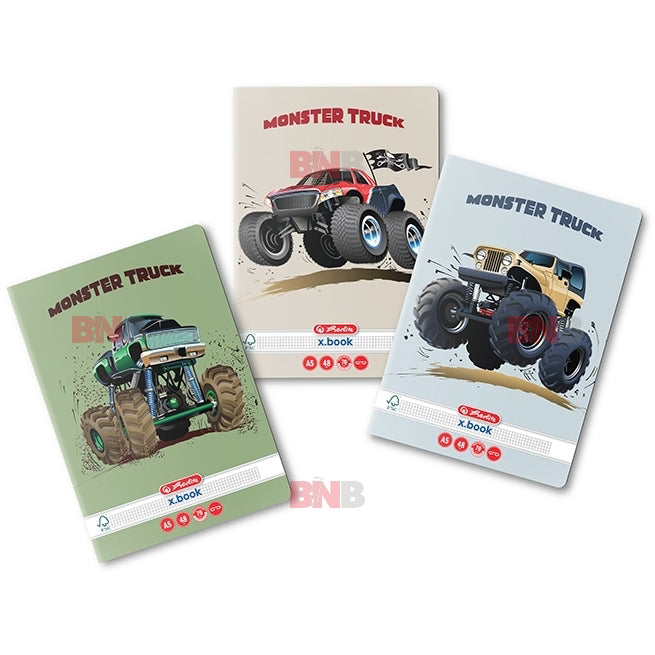 Caiet A5, 48 file, matematica, motiv Monster Truck, div. modele Herlitz