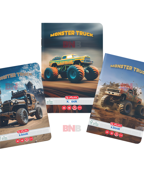 Caiet A5, 48 file, matematica, motiv Monster Truck, div. modele Herlitz