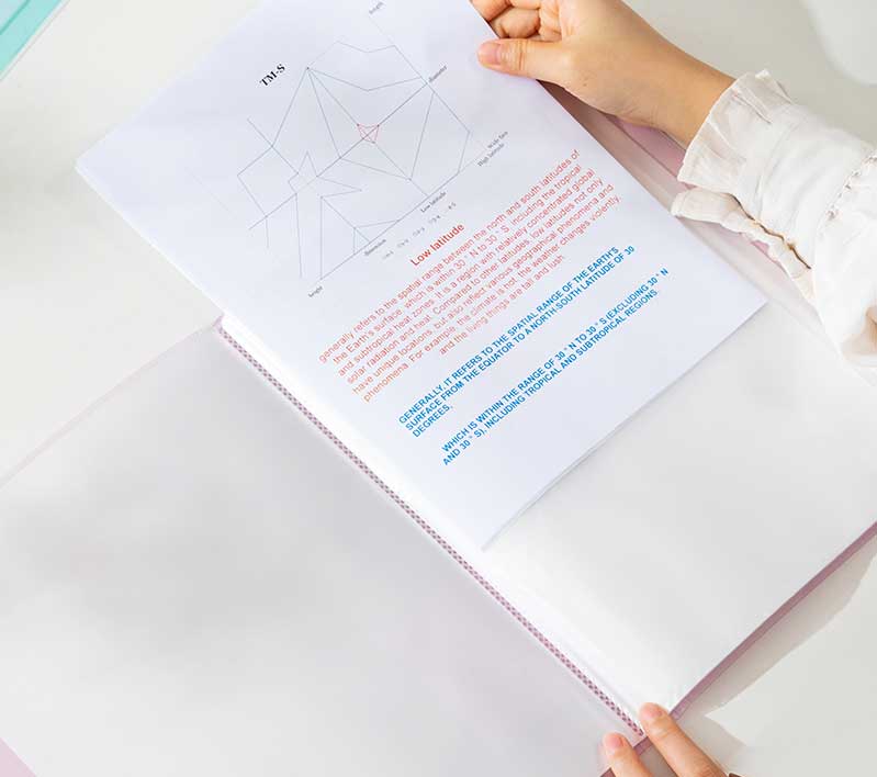 Mapa de prezentare Bali Deli cu 20 de folii, copertă rigidă și culori pastel, perfectă pentru organizarea documentelor, proiecte școlare, birou sau acasă, autocolant durabil și design elegant, mapă practică pentru prezentări profesionale și gestionarea documentelor.