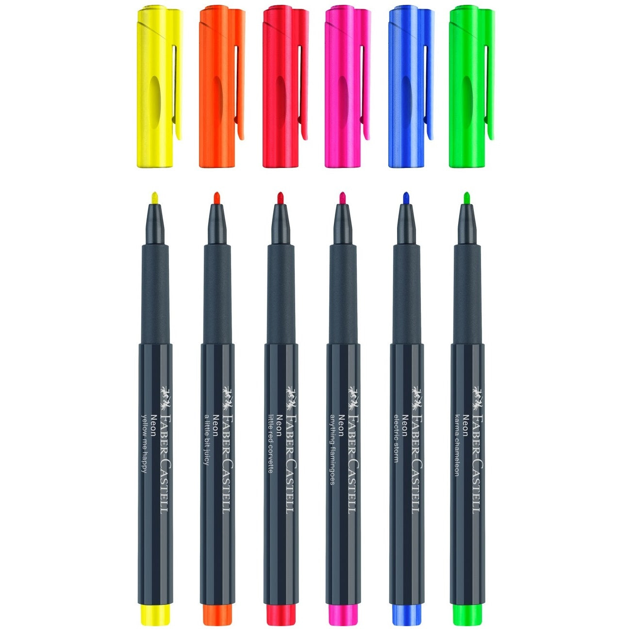 Marker creativ Faber-Castell neon, marker artistic colorat cu vârf mediu pentru desen, scris decorativ, caligrafie și proiecte hobby. Markerul neon Faber-Castell oferă culori vibrante, aplicare uniformă și uscare rapidă, ideal pentru artă, școală, birou și activități creative.