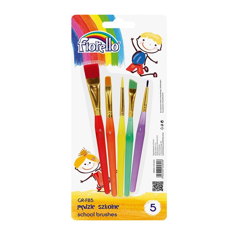 Acuarella - culori acrilice, accesorii papetarie, pensule, carioci si markere etc - Set 5 pensule scolare din categoria Arts & Entertainment > Hobbies & Creative Arts > Arts & Crafts > Art & Crafting Tools > Craft Measuring & Marking Tools > Art Brushes, perfect pentru birou si organizare eficienta, alegere inspirata pentru papetarie moderna