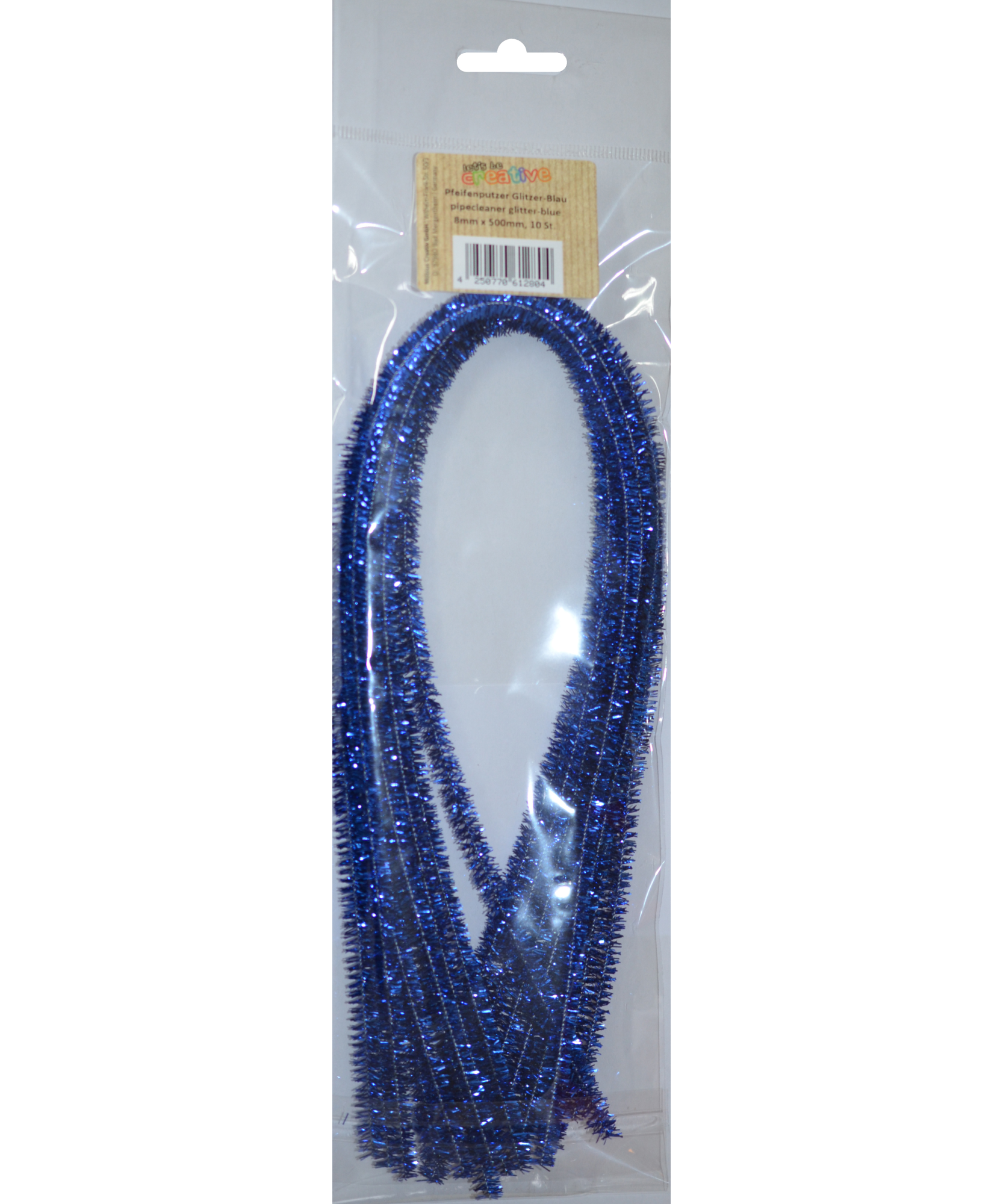 Sarma Chenille Glitter Blue 8 mm x 50 cm set 10 buc