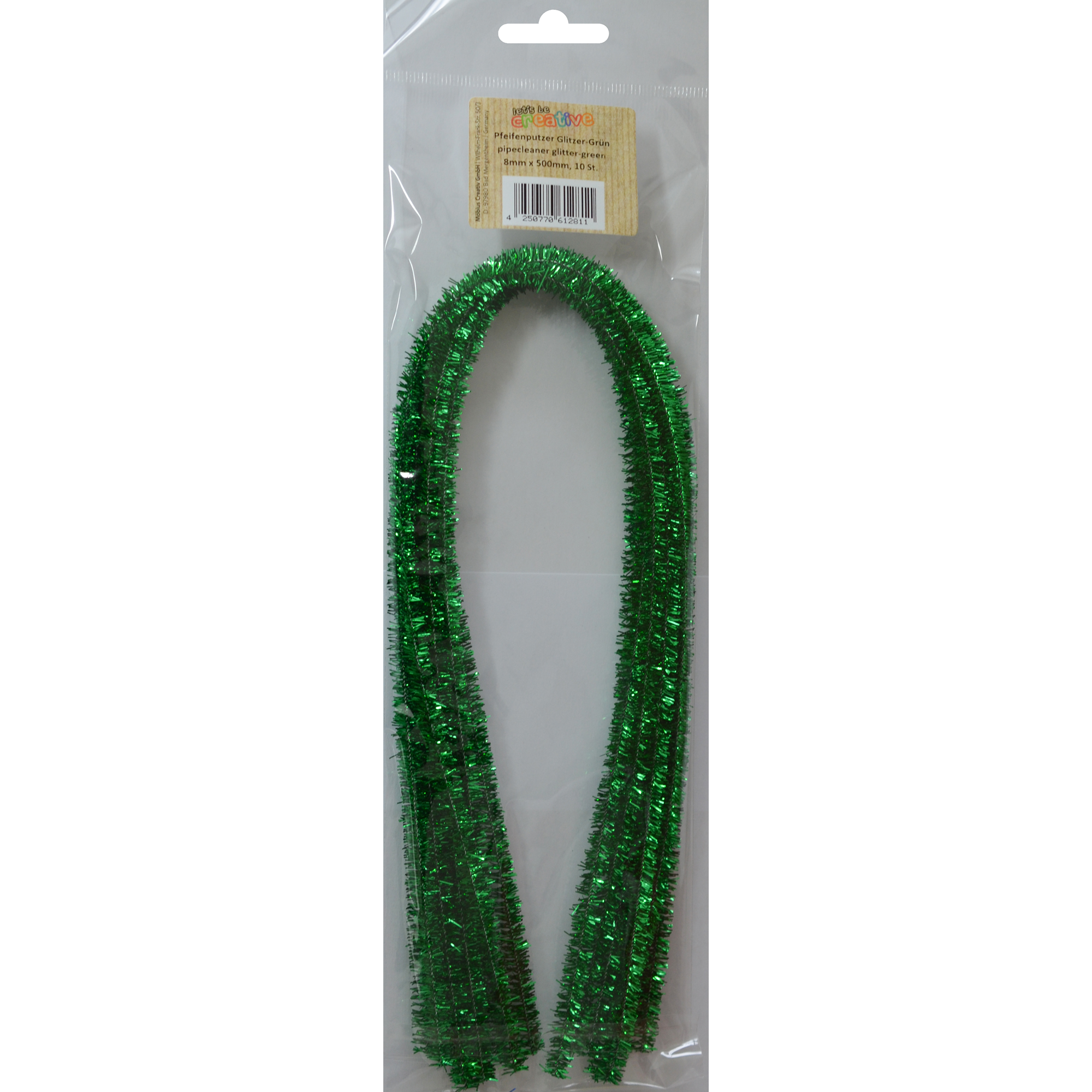 Sarma Chenille Glitter Green 8 mm x 50 cm set 10 buc