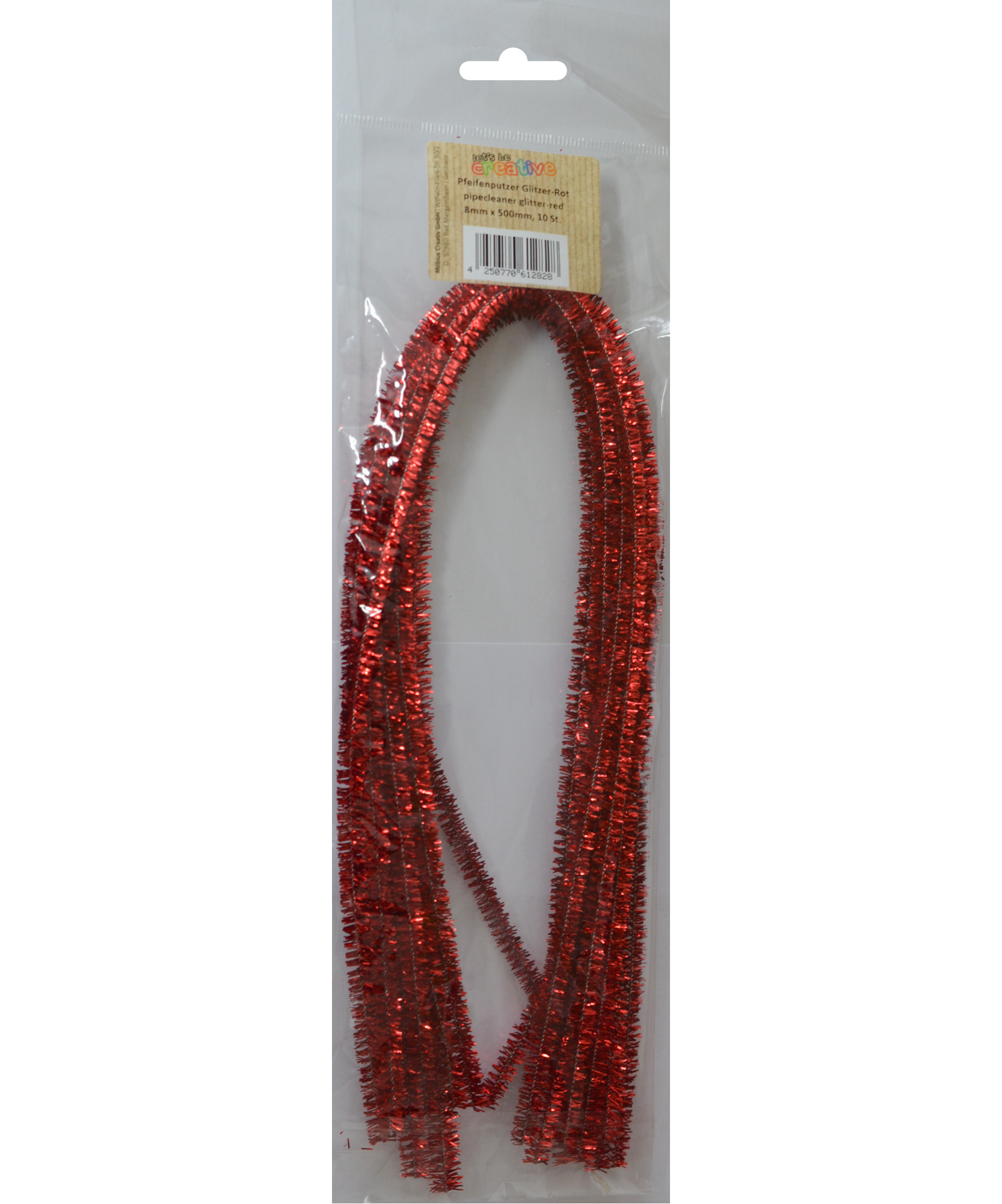 Sarma Chenille Glitter Red 8 mm x 50 cm set 10 buc