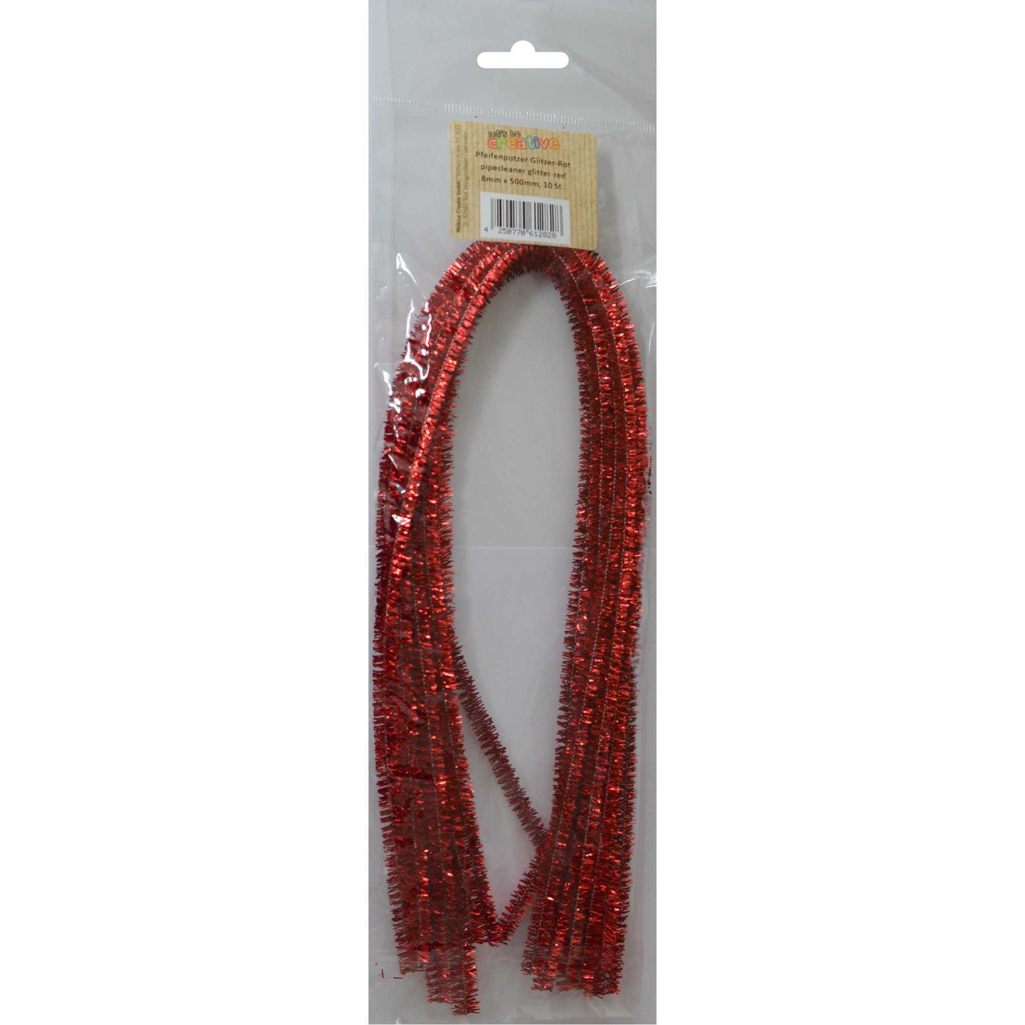 Sarma Chenille Glitter Red 8 mm x 50 cm set 10 buc